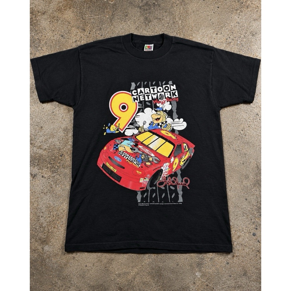 Vintage 1998 Cartoon Network Wacky Racing NASCAR Shirt L Lake Speed #9